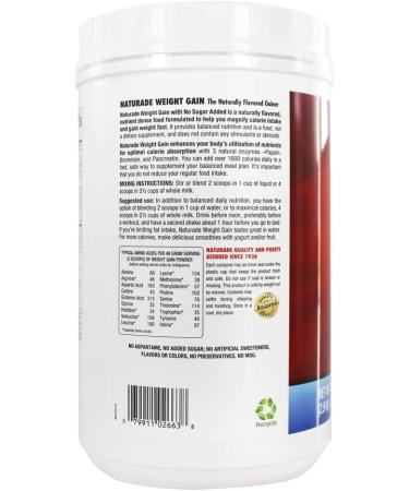 Weight Gain Powder  Vanilla - 40.6 oz (2.9 lb / 1.2 kg) by Naturade - Buy Online on GoSupps.com