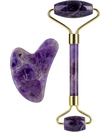 Buy MESKEL Amethyst Rough Stone Gua Sha Scraper & Jade Roller - Anti-Wrinkle Beauty Skin Care Tool Set (Type 5) - International Shipping - Buy Online on GoSupps.com