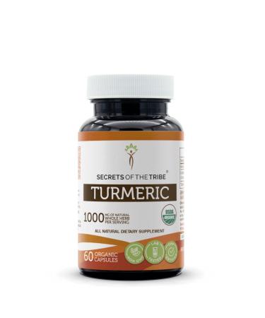 Turmeric USDA Organic 60 Capsules | Made with Organic Vegetarian Capsules and Organic Turmeric (Curcuma Longa) Dried Root (60 Capsules) 60 Count (Pack of 1)