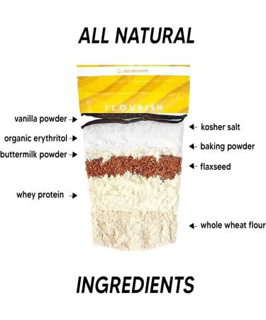 Flourish Protein Pancake & Waffle Mix Whey Protein Isolate & Flax Seeds Non-GMO No Added Sugar Superfood High Protein & Fibre Just Add Water 1 kg (Buttermilk) - Buy Online on GoSupps.com