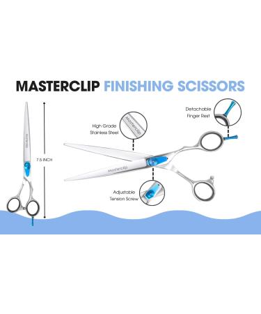 Masterclip 7.5 Essentials Finishing Scissors - Professional Grade Stainless Steel Dog Grooming Scissors for Precise Cuts (Right Handed) - Buy Online on GoSupps.com