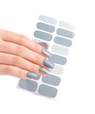 20 Pieces Glitter Gel Nail Strips Long Lasting Semi Cured Nail Stickers With Soft Glossy Gel Finish Gel Nail Sticker Great For Parties Ze0532