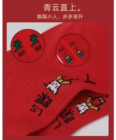 Chinese New Year Red Embroidered Sports Socks 4 Pairs - Size 39-44 | Festive Good Luck Warm Spring Festival Socks - Buy Online on GoSupps.com
