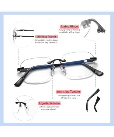 Buy Progressive Multifocus Rimless Photochromic Reading Glasses | Anti-Blue Light Multifocal Readers | Clear 2.0x - International Shipping Available - Buy Online on GoSupps.com