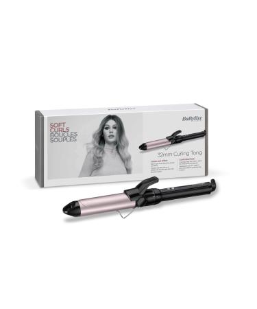 BaByliss 32mm curling iron with large diameter clamp for natural loose curls black 32mm single