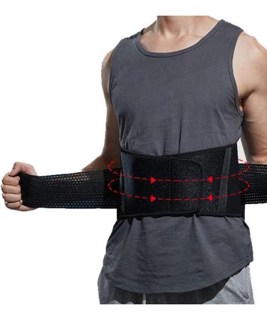 Men's Black Back Support Waist Belts - Lumbar Decompression & Pain Relief | Medium Size Sport Body Shaper - Buy Online on GoSupps.com