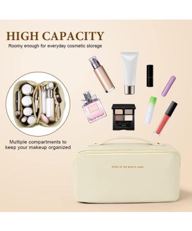 Large Capacity Aucuu PU Cosmetic Travel Bag | Multifunctional & Waterproof Organizer - Gift for Women | Milky White - Buy Online on GoSupps.com