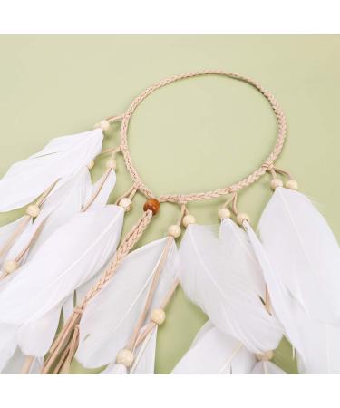 Girls Lady Bohemian Headband Handmade Peacock Feather Tassel Headdress Tribal Indian Headpiece Fascinator Headwear Hippie Boho Hair Accessories for Women Dance Party Festival (white) - Buy Online on GoSupps.com