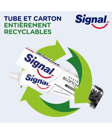 SIGNAL - Activated Charcoal Whitening System Toothpaste - Whiter teeth in 1 week - Natural whiteness - 95% ingredients of natural origin (pack of 6x75ml) - Buy Online on GoSupps.com