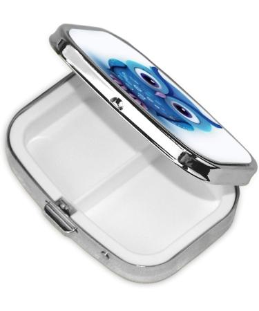 Blue Owl Printing 2 Compartment Small Pill Case - Cute Travel Pill Organizer & Pocket Purse Gift - Buy Online on GoSupps.com