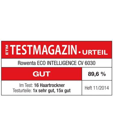 Rowenta CV6030 Hair Dryer - 1500W Eco Instant Dry Air Current Booster 3 Temps 2 Speeds Cold Level Ergonomic Design - Black - Buy Online on GoSupps.com