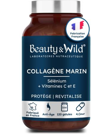 Marine Collagen + Vitamin C + Vitamin E + Selenium | Hydrolyzed Collagen Type 1 and 3 Naticol® | Anti-Aging - Anti-Wrinkle | Skin & Joint Elasticity | 120 Capsules | Beauty & Wild