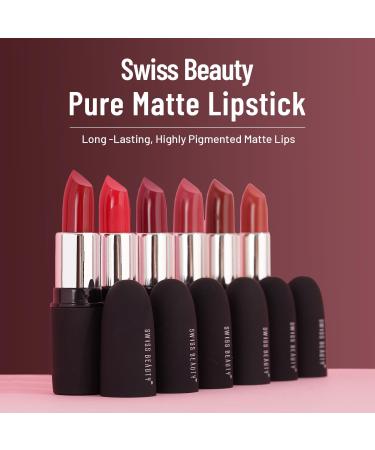 Swis-Beauty Pure Matte Lipstick | Long Lasting & Hydrating Hot Nude | Lightweight Formula 0.13 Fl Oz - Shop Now - Buy Online on GoSupps.com