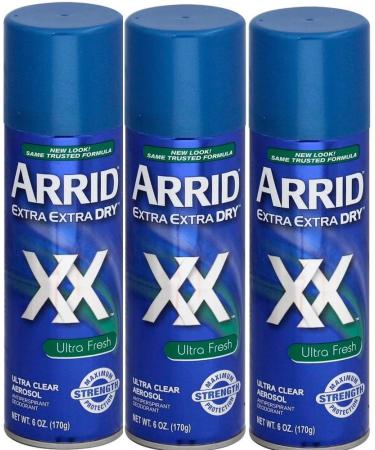 ARRID XX Ultra Clear Anti-Perspirant Deodorant Spray Ultra Fresh 6 Ounce (Pack of 3) Ultra Fresh 6 Ounce (Pack of 3)