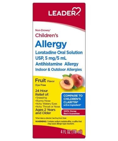 Leader Children's Allergy Loratadine Liquid 4oz. Per Bottle