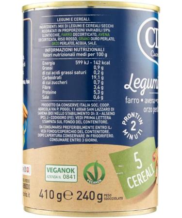 Italian Gourmet E.R. Cirio Legumi E 5 Cereali Legumes and 5 Cereals Mix of Written Red Rice Durum Wheat Pearlescent Barley and Lentils Cans 410 g + Italian Gourmet Polpa 400 g - Buy Online on GoSupps.com