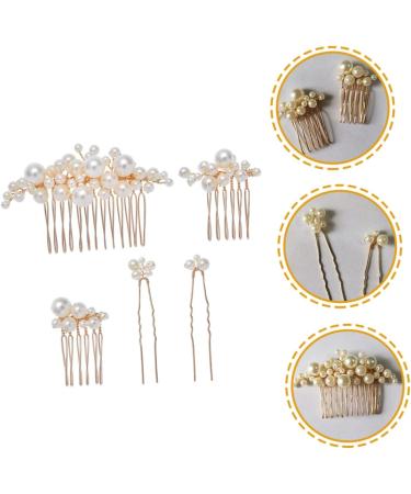 Beatifufu 1 Set Bride Wedding Hairpin Wedding Headdress Pearl Hairpin Pearl Hair Comb Bride Hair Fork Pearl Hair Side Comb Bride Hair Side Comb Pearl Bun Hairpin Pearl Hair Fork - Buy Online on GoSupps.com