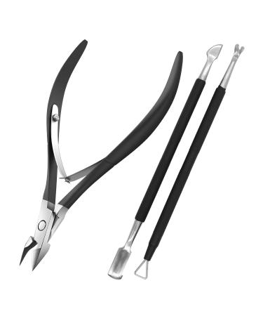 Cuticle Nippers with Cuticle Pusher -Stainless Steel Cuticle Cutter Cuticle Clippers Scissors Cuticle Remover for Manicure and Pedicure