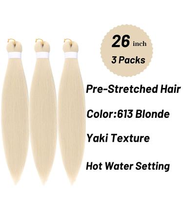 26 Blonde Pre-Stretched Braiding Hair Box Braids Extension Pack - Kanekalon Human Hair (3 Pack) - Buy Online on GoSupps.com