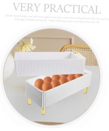 Box Egg Container Eggs Kitchen Multi-layers Organizer Holder Plastic Storage Refrigerator re-usable White 26.5X16X10CM - Buy Online on GoSupps.com