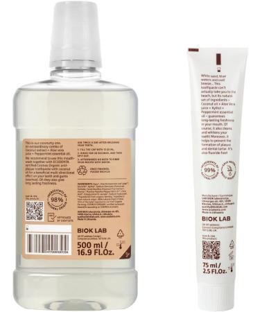 Ecodenta Certified Anti-Plaque Oral Hygiene Organic Cosmetic Kit 75 ml and Alcohol-Free Coconut Bath Fights Bad Breath 500 ml I Anti-Plaque Oral Care - Buy Online on GoSupps.com