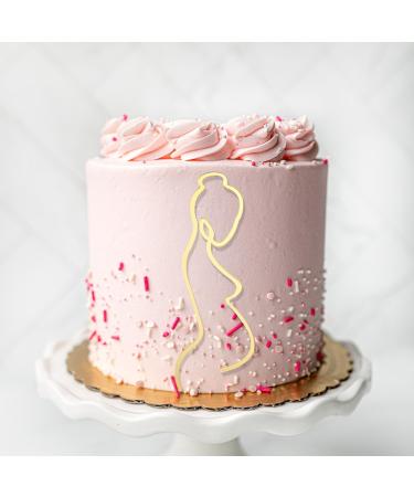 Pregnancy line art Acrylic cake topper Pregnant Woman Acrylic Happy Birthday Cake Topper for Expectant Mothers Party Gold Mirror Cake Topper Mother To Be Party Cake Decorations Supplies Acrylic.