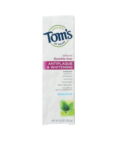 Tom's of Maine Antiplaque & Whitening Fluoride-Free Toothpaste Spearmint 5.5 oz (155.9 g)
