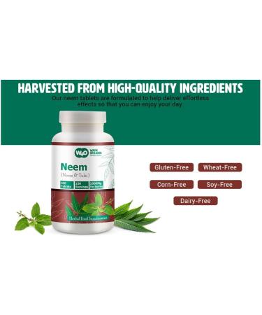 WAY 4 ORGANIC W4O Neem Tulsi Tablets 300 Pills 150 Servings 1000 mg Equal Ratio of Neem and Tulsi Supplement(Pack of 1) - Buy Online on GoSupps.com