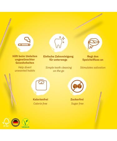 Miracle Toothpick Set - Sugar-Free Vegan Pineapple-Flavored Toothpicks for Fresh Breath & Smoking Cessation - Plastic-Free Chewing Gum Alternative - Buy Online on GoSupps.com