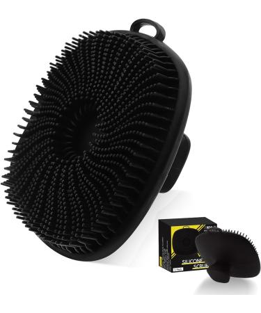 VWMYQ Silicone Body Scrubber for Men New Upgrade Richer Foam and Effective Cleaning Premium Silicone Scrubber with Ergonomic No-Slip Handle Long-Lasting & Easy to Clean Body Exfoliator Scrubber Elegant Black