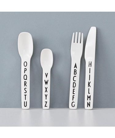 Design Letters Tritan Cutlery for Baby and Kids 4 Pcs. - BPA-Free, BPS-Free, and EA-Free | A-Z Alphabet Print | Drop-Safe & Dishwasher Safe - White Cutlery - Buy Online on GoSupps.com
