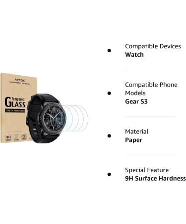 4-Pack Gear S3 Tempered Glass Screen Protector - Akwox Clear Protective Film for Samsung Gear S3 Frontier/Classic 1.3 Inch Smart Watch - Buy Online on GoSupps.com
