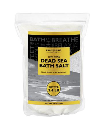 Aromasong Dead Sea Salts for Soaking - 2.43 Lbs Fine Grain Bath Salt Soak in Large Bulk resealable Pack 100% Pure & Natural - Soak for Women & Men to Relax Tired Muscles and Treat Skin Issues