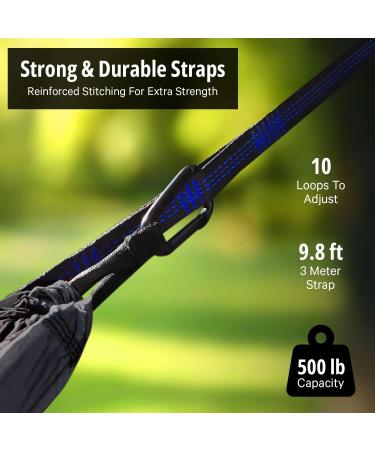 Vigel Camping Hammock - Durable Single/Double Hammock for Outdoor Adventures - Portable Tree Hammock in Black & Grey - Heavy Duty Camping Accessories for Travel, Hiking - Large Size - Buy Online on GoSupps.com