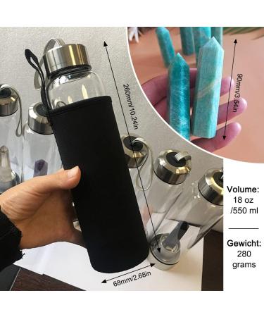 HINATAA Crystal Water Bottle - 550ml Amazonite - Healing Natural Quartz - Removable Infuser for Wellness & Hydration - Buy Online on GoSupps.com