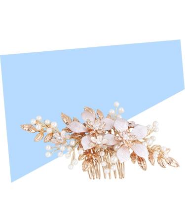 Beaupretty Gold Hair Accessories Flowers wedding hair Bridal Side Wedding Headpiece Leaf Headpiece Rhinestones Hair bridal hair gold flower Wedding wedding flowers prom bride metal Comb - Buy Online on GoSupps.com