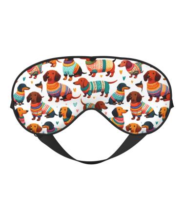 Double-Sided Eye Mask Eye Sleep Shade Cover Colorful-Dachshunds-in-Sweaters Unisex Night Sleeping Mask