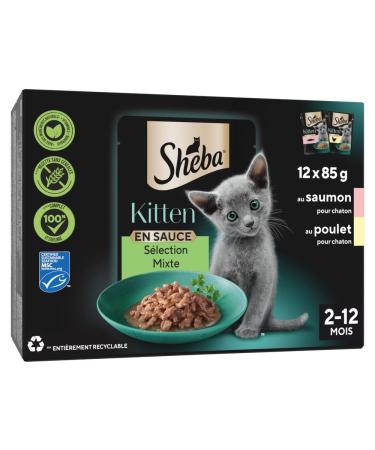 SHEBA Kitten Mixed Selection in Sauce Freshness Pouches for Kitten 2 Varieties 48x85g