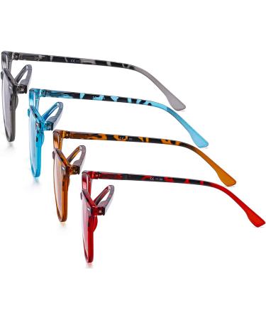 CessBlu Ladies Oversize Reading Glasses - 4 Pairs Large Square Eyeglasses for Women - 4.0x Magnification - Buy Online on GoSupps.com