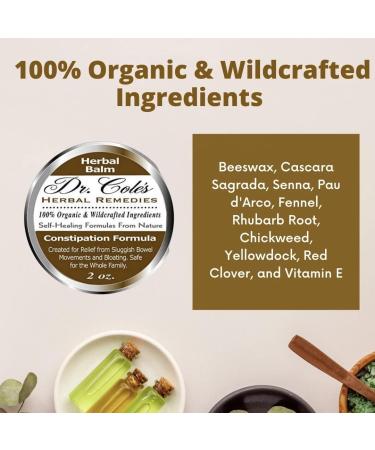 Dr. Cole s Organic Herbal Constipation Balm External Ointment for Comfort & Ease 100% Organic & Wildcrafted Ingredients Safe for All Ages & Pets Metal Twist-Off Jar 2 oz - Buy Online on GoSupps.com