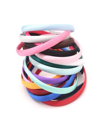 LIUJZZJ 34pcs 10mm Baby Girls Satin Covered Headbands Silk Ribbon Covered 36cm Perimeter Hair Accessories Multicolor