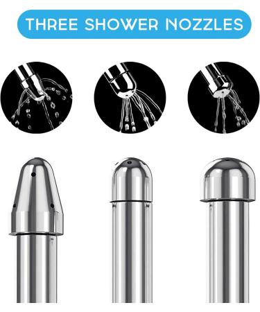 Buy Shower Douche Attachments - 3 Heads Aluminum Cleansing System with Water Tank Hook & Velvet Bag (Silver) - International Shipping Available - Buy Online on GoSupps.com