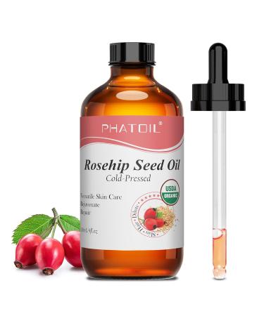 PHATOIL Organic Rosehip Seed Oil for Face 4oz/118ml USDA Certified Organic Pure and Natural Cold Pressed Base Carrier Oil Massage Gua Sha for Face and Body Moisturizing for Hair and All Skin Type - Buy Online on GoSupps.com