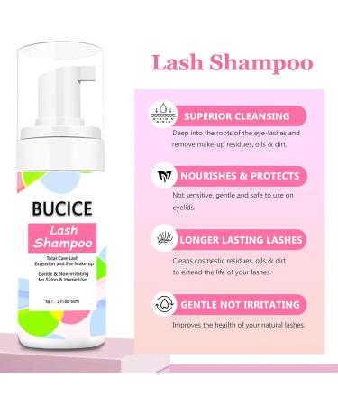 Buy 2.02 fl. oz Lash Shampoo for Lash Extensions - Foaming Cleanser & Safe Eye Makeup Remover for Professional & Home Use - 60ml - Buy Online on GoSupps.com
