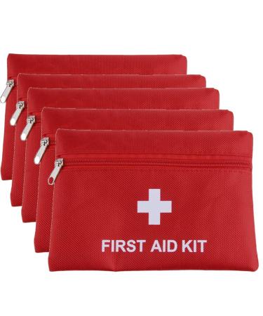 Small First Aid Kit Bag Empty, First Aid Bag Pouch Compact Survival Medicine Bag for Home Office Car Businesses Camping(Empty Bag) (5 Pack, 1680D, 7.9*5.5Inch)