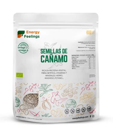 Energy Feelings Hemp Seeds Organic Hemp Seed XXL Pack 1 kg Hemp Seeds Rich in Omega 3 and Vegetable Protein Organic Hemp Seed Perfect for your Vegan or Vegetarian Dishes