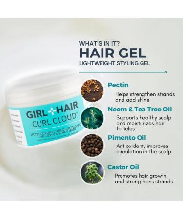 GIRL+HAIR Moisturizing Curl Defining Hair Gel - Tea Tree & Castor Oil - Soft Hold Styling Gel for Curly Hair - Hydrating & Promotes Hair Growth - 8oz - Buy Online on GoSupps.com