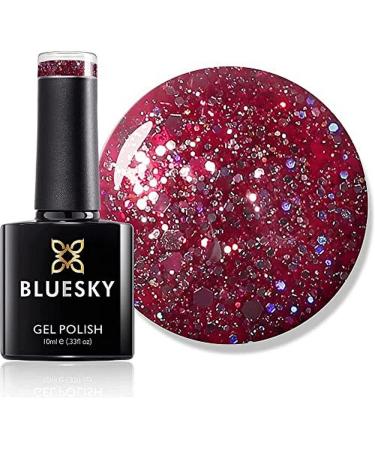 Bluesky Gel Nail Polish Merlot Red Blz12 Dark Glitter Merlot Red Long Lasting Chip Resistant 10 ml (Requires Drying Under UV LED Lamp)