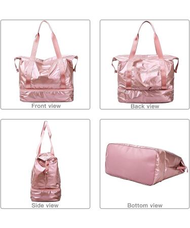 Fancyfree Double Layers Large Travel Tote Bag with Shoes Compartment - Ideal Gym Duffle Bag for Women and Men (Rose Gold) - Buy Online on GoSupps.com