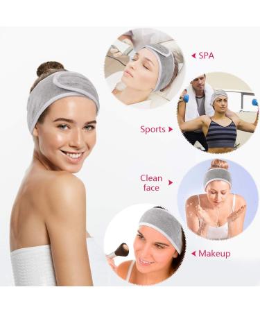 KinHwa 3 Pack Spa Facial Headband Makeup Hair Band Women Skincare Adjustable Microfibre Headband for Washing Face Sports Yoga Lightgray Lightgray 3 Count (Pack of 1) - Buy Online on GoSupps.com